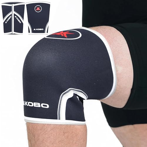 Image of Kobo 7 mm Knee Cap Compression Support Knee Sleeves for Powerlifting Gym Squats Running Cycling Sports Jogging Workout Pain Relief (Material: Neoprene & Spandex) (XS)