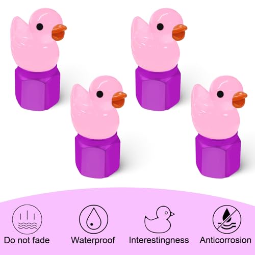 4 Pack Cute Duck tire Valve caps, Glow in The Dark Tire Valve Caps, Interesting and Practical Tire Decoration, Can be Used for Cars, Motorcycles, Trucks, and Bicycles.(Pink)