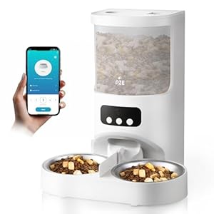 Automatic Cat Feeder,4L Double Pet Feeder with 2 Stainless Steel Bowls,2.4G WiFi Smart Pet Feeder with APP Control, Timed Pet Feeder Programmable 1-10 Meals, 10s Meal Call