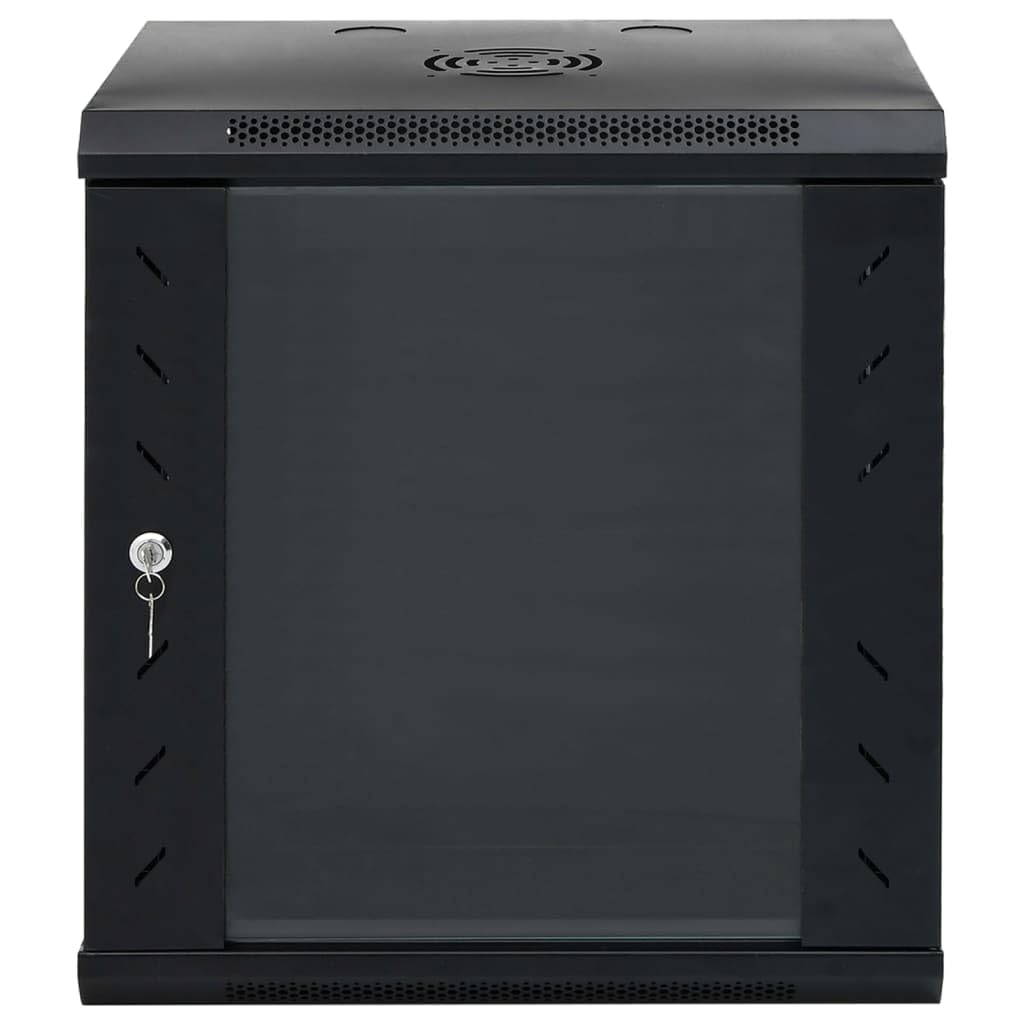 12U Armoire réseau murale 19" 53 x 40 x 60 cm verrouillable IP20 en acier avec porte en verre de sécurité pour technologie réseau