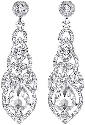 mecresh Bridal Wedding Crystal Chandelier Dangle Earrings for Women Valentine’s Day Gifts