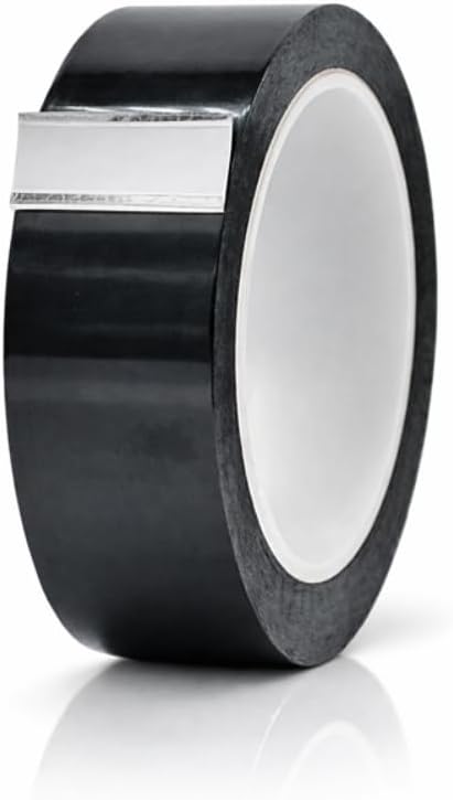 MAT Metalized Polyester Mylar Film Tape, Black - 1.5 inch x 72 yds. Decor Tape for Detailing Accent Wall, Graphic Arts, Car and Boat Trim - Vibrant Mirror Like Finish