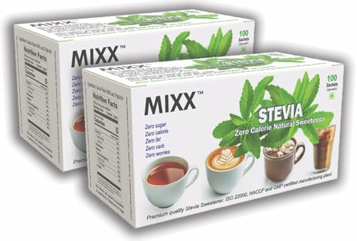 Image of Mixx Stevia Sugar Free Natural Sweetener! Zero Calorie - Zero Fat -Zero Carb - Zero worries! Diabetic Friendly! 200 Sachets (2 Packs)