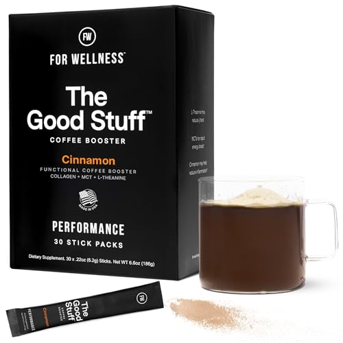For Wellness The Good Stuff Performance – Coffee Booster | Collagen + MCT Powder Supplement with L-Theanine and Antioxidants for Jitter-Free Energy & Stamina | Non-Dairy, Keto-Friendly, 30 Servings