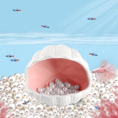 Image of RUIAN Cute Aquarium Decorations Ceramic Conch Shell (Pink-Small)