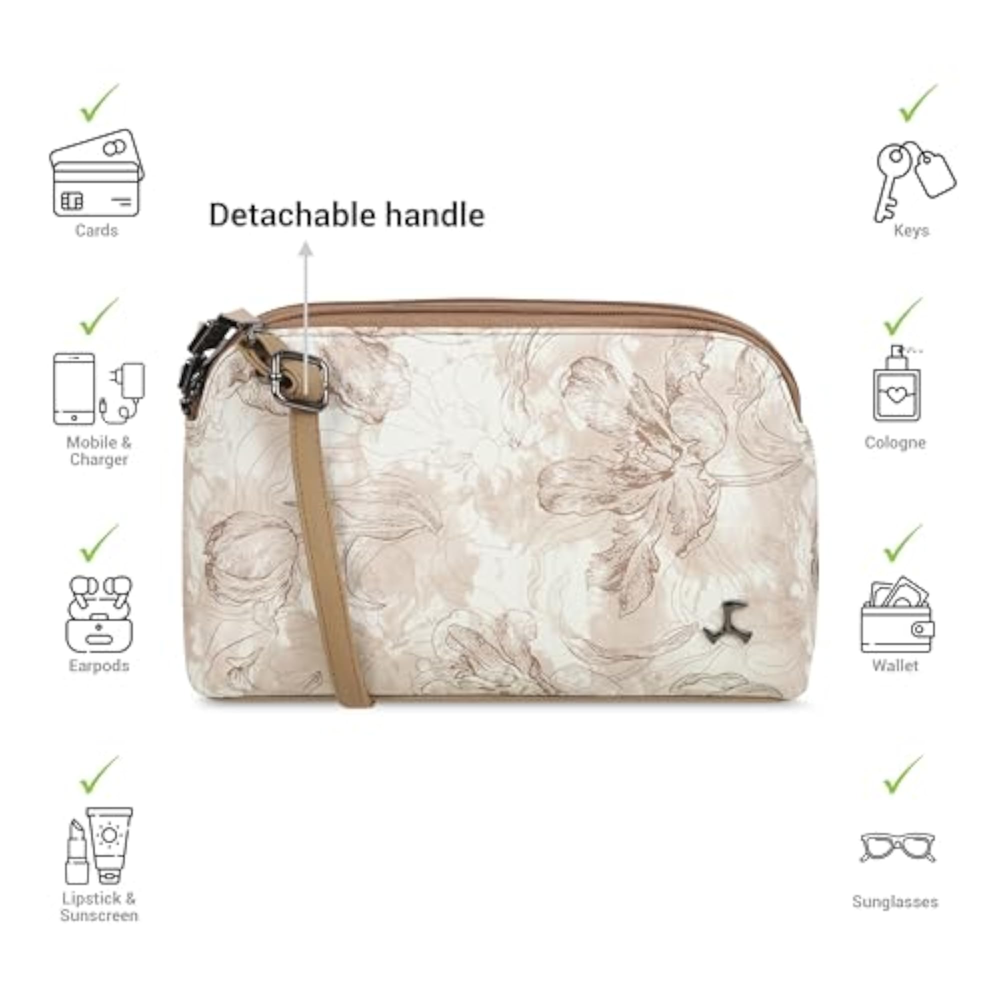 Floral Pattern Compact Sling Bag, Stylish Casual Accessory
