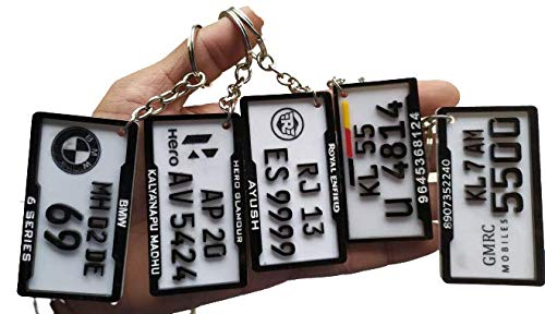 binfas Creations Number Plate Key Chain Acrylic Custom Print