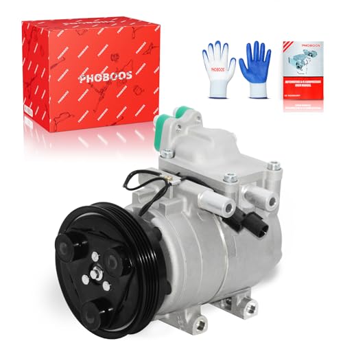 Image of PHOBOOS A /C compressor with Clutch Compatible with Hyundai Accent 2001-2005 L4 1.6L (Not for 1.5L), For HS15 Compressor, Fast Cooling, Low Noise, Easy Installation, Ref.CO-10920C