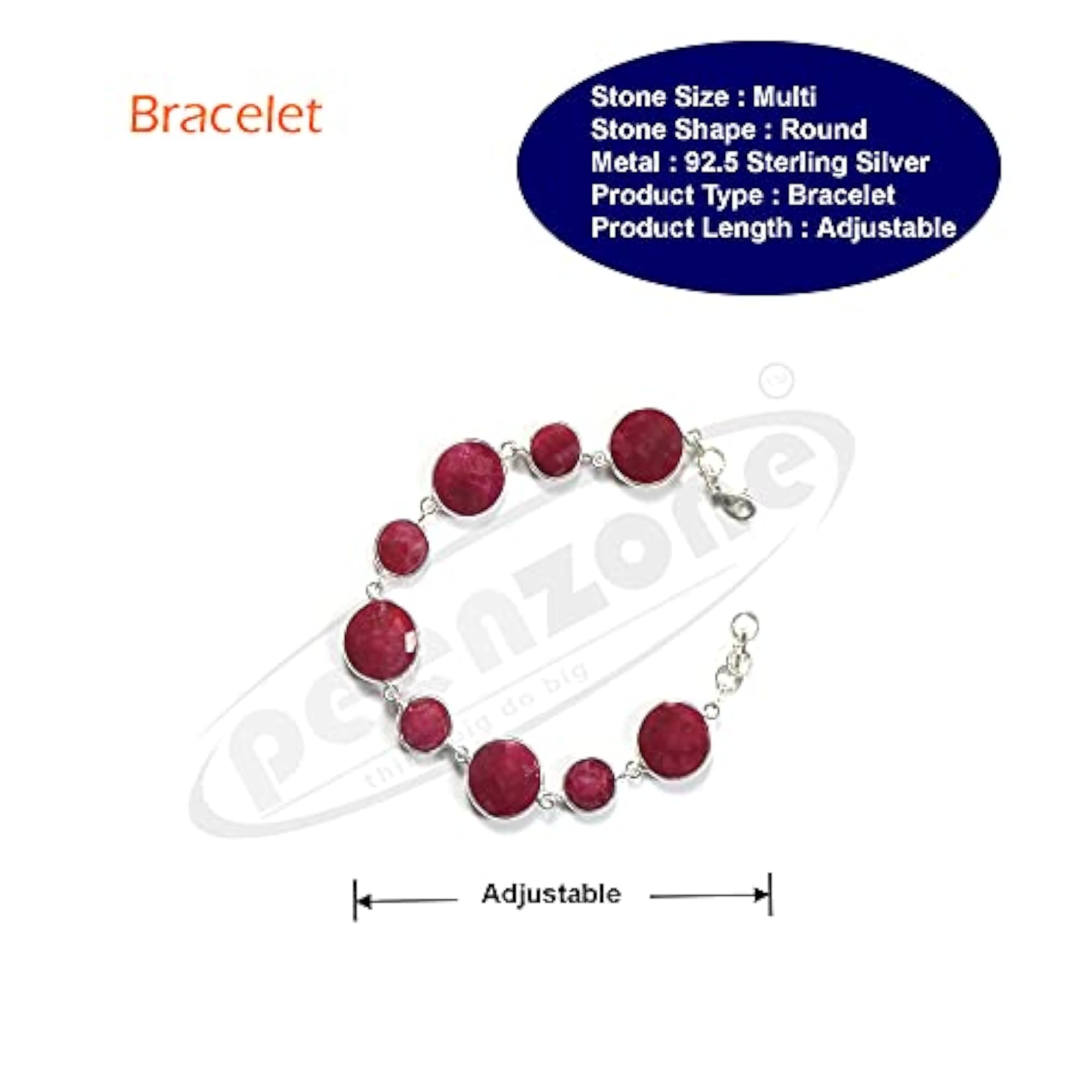 925 Sterling Silver Ruby Multi Shape Bezel Setting Bracelet