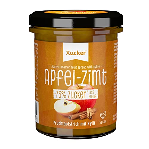 Xucker Fruchtaufstrich Apfel-Zimt mit Xylit - Fruchtiger Brotaufstrich mit Xylitol I 74% Fruchtgehalt I vegan & zuckerreduziert 220g