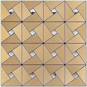 Sheet Peel and Stick Backsplash Metal Mosaic Tiles for Kitchen Wall Decor, Stick Composite Tiles Stikers, Copper Windmill Puzzle Glass Mixed (Golden, 2) (B0D7JVYTV4) Amazon Price History, Amazon Price Tracker
