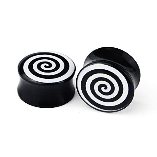 Awinrel 4029001 Checkered And Spiral Saddle Ear Gauges Set Uv Acrylic Ear Plugs Tunnel Stretcher Expander Body Piercing Jewelry 4 Pieces 2G 6Mm thumb #4