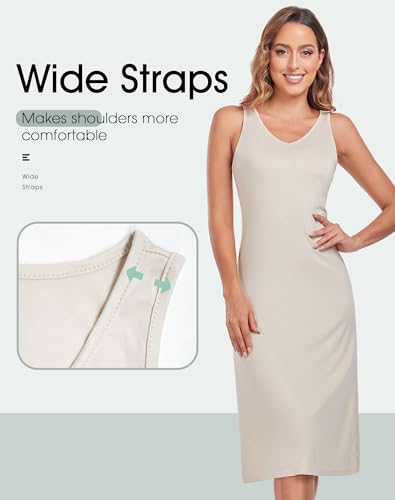 Image of MANCYFIT Full Slip for Women Under Dress Non-Cling Long Underdress | Wide straps, full length, anti-static layer, S-3XL, smooth modesty slip for sheer dresses