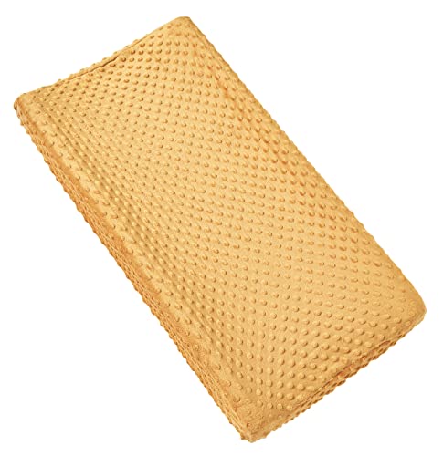 Image of Solid Changing Table Pad Cover Cradle Sheet, Fits 32"/34''x16" Contoured Diaper Changing Pad, Ultra Soft Cozy Dots Plush Changing Table Covers, Breathable Wipeable Removable (Butterscotch)
