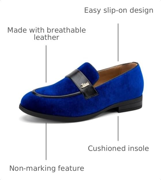 Image of JITAI Boys Dress Loafers for Weddings & School, Breathable Slip-On Leather Tuxedo Shoes, Toddler to Preteen