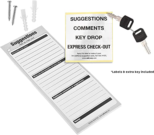 Image of Adir Wall Mountable Steel Suggestion Box with Lock - Donation Box - Collection Box - Ballot Box - Key Drop Box (Blue) with 25 Suggestion Cards