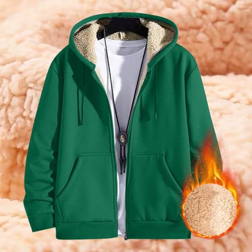 Mens Zip Up Hoodie Loose Fit Plus Size Fleece Lined Hooded Sweatshirt Comfy Warm Work Sherpa Jacket with Pockets2
