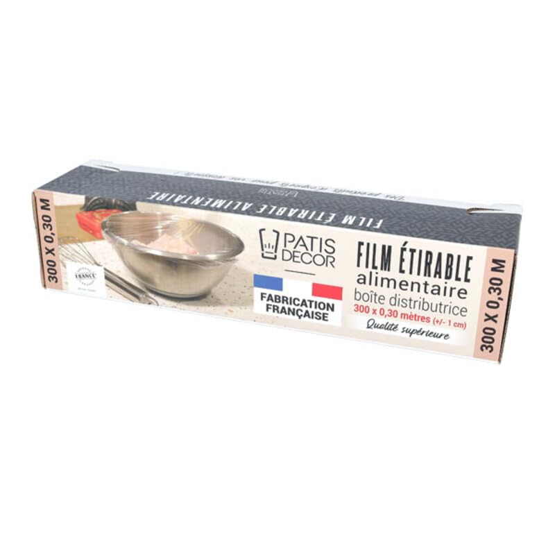 Film étirable alimentaire avec réglette de coupe de Qualité Supérieure 300 x 0,30 m