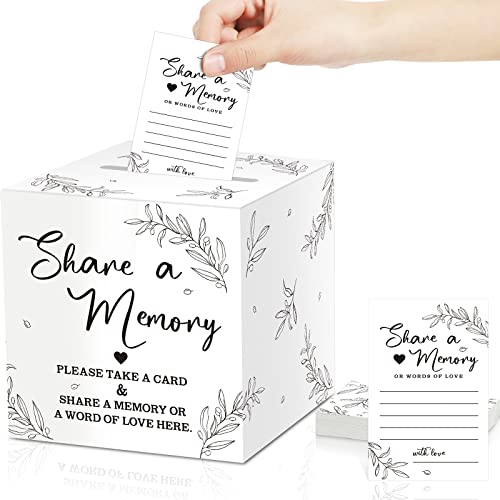 Pajean 50 Pcs Greenery Share a Memory Cards for Collections of Life, Memory Cards Box Guest Card Ideas for Funeral Graduation