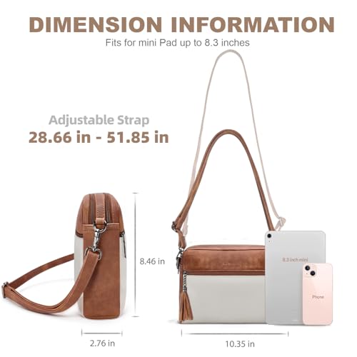 Image of SYTRAH Crossbody Bags for Women, Soft Leather Purses Shoulder Handbag | Crossbody Purse with Dual Zip Main Compartment & Tassel,7 Well-Organized Pockets Fits 8.3 inch Tablet, Travel & Daily Use