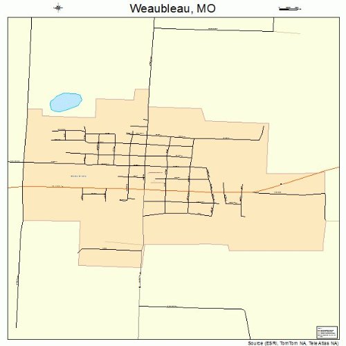 Large Street & Road Map of Weaubleau, Missouri MO Printed poster size wall atlas of your home