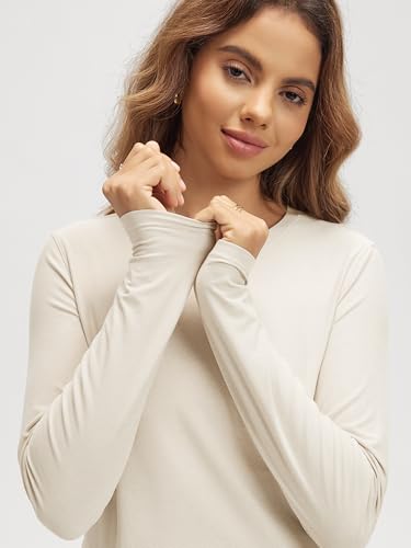 Image of ODODOS Women's Long Sleeve T-Shirt - Ultra Soft odSTRATUM Tech Performance Top UPF 50+ Breathable Crew Neck Pullover