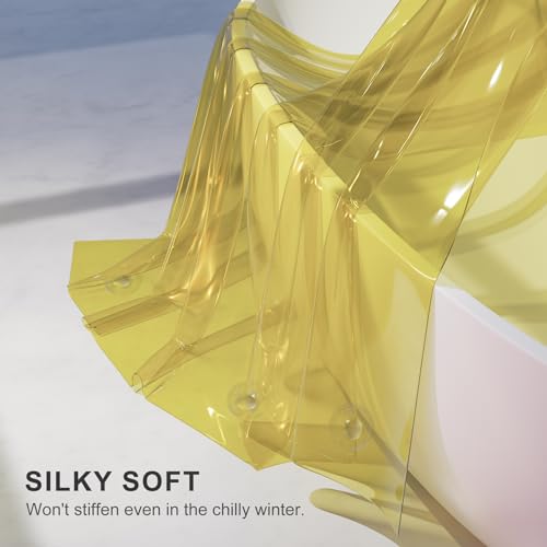 AmazerBath Yellow Shower Curtain Liner Heavy Duty, 100% EVA Clear Shower Curtain and Liner 2-in-1, 72x72 Luxury Plastic Weighted Bathroom Shower Liner, 12 Rustproof Grommets & 3 Heavyweight Stones