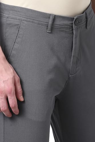 Image of Peter England Men's Straight Fit Mid Rise Chino Casual Trouser with Premium Dobby