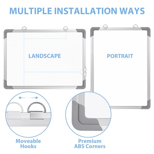 ARCOBIS Small Dry Erase White Board, 12 Inch x 16 Inch Magnetic Hanging Double-Sided Whiteboard for Wall, Portable Mini White Board for Kids Drawing, Kitchen Grocery List, Cubicle  image 2