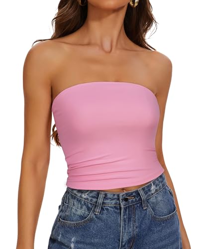 Image of Summer Tube Tops Basic Crop Tops for Women Strapless Tank Casual Tunics Sexy Short Shirts 2026