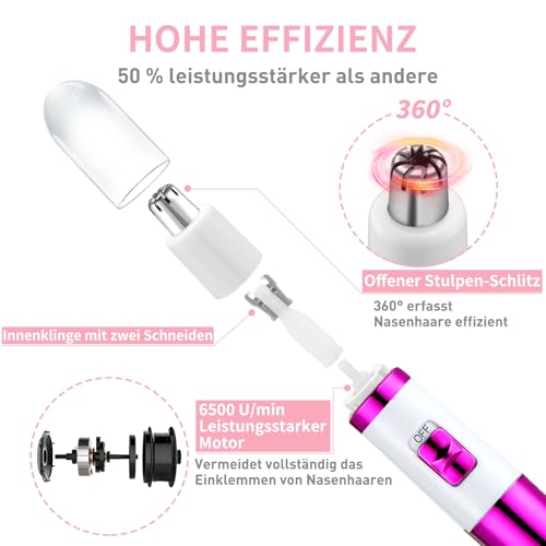 Nasenhaartrimmer Frauen, Damen Schmerzloser Ohr- und Nasenhaartrimmer für Frauen, Augenbrauen...