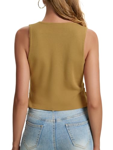 Image of Sweater Vest Women Dressy Button Up Knit Sleeveless Tank Tops Work Business Casual Outfits Summer