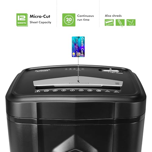 Image of Aurora AU1235MA Professional Grade 12-Sheet High Security Micro-Cut Paper and Credit Card Shredder / 20 Minutes Run /Security Level P-5