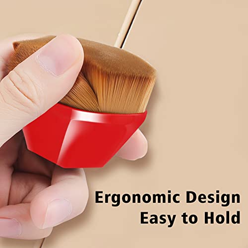 Image of Foundation Brush, Daubigny Perfect Makeup Brush for Face Blush Liquid Powder Foundation Brush for Blending Liquid, Cream or Flawless Powder Cosmetics with Protective Case (Red)