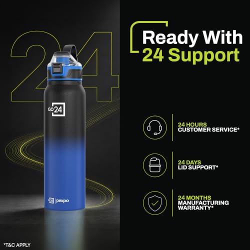 Image of Bottle 940ml | Hot and Cold Flask | ISI Certified Stainless Steel Bottle | 3 Layer Insulation | Leakproof | for Home, Office | 2-Year Warranty |Amaze| Black-Blue Ombre