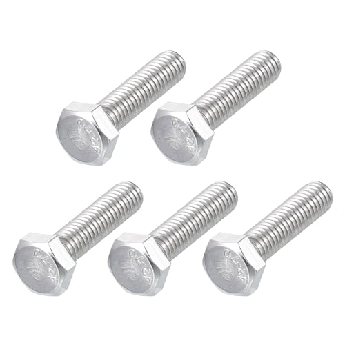 Image of METALLIXITY Hex Bolts (M6-1x25mm) 5Pcs, 304 Stainless Steel Coarse Fully Threaded Hex Head Screw Bolt Machine Screws - for Furniture Repair, Silver