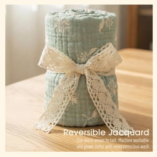 Image of Ultra Soft Muslin Baby Blanket,A Versatile Swaddle and Bed Blanket for Babies, Toddlers, Boys, and Girls (Sage Green Botanical)
