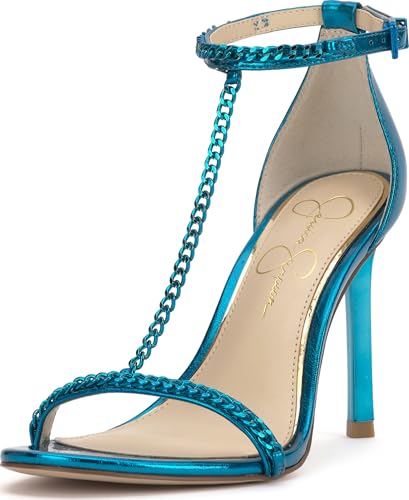 Image of Jessica Simpson Women's Qiven T-Strap High Heel Sandal with Chain Detail