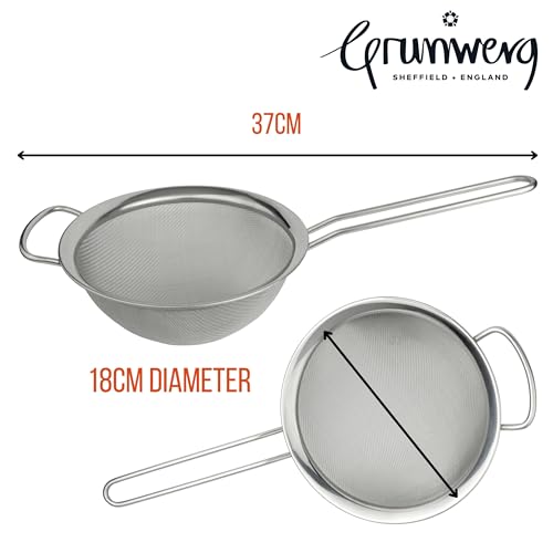 Grunwerg ST-3007 feinmaschig, mit poliertem Rand und Griff, Silber, 7-Inch, 18cm Durchmesser – Ansicht 3