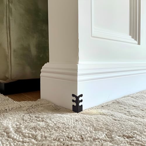 Image of Skiffers Baseboard Corner Protectors, Vintage Metal Covers for Wall Corners, Decorative Skirting Board Protectors (Black, 10pcs)
