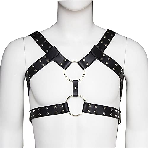 OnundOn Men's Leather Body Chest Harness Pup Play for Cosplay and Games (Chest Harness01)