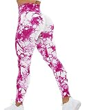 HIGORUN Tie Dye Workout Seamless Leggings for Women High Waist Gym Leggings Yoga Pants Red L