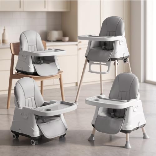 Image of StarAndDaisy High Chair for Baby /Baby Feeding Chair for 0 to 5 Years with 4 in-1 Multifunctions /High Chair with Wheels, Height Adjustable, Detachable Tray & 3-Point Safety Belt