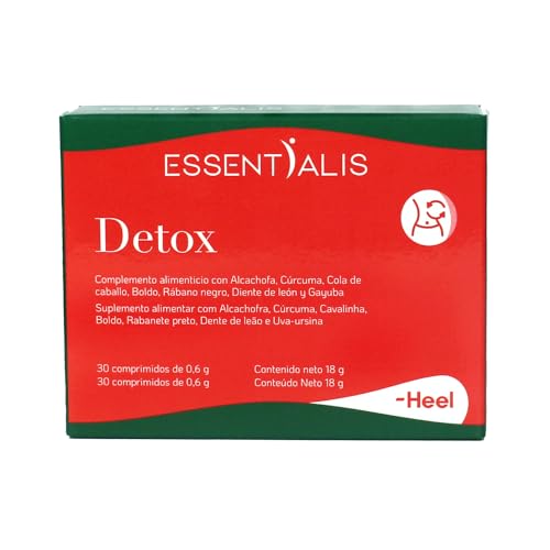 Essentialis Detox-Con Alcachofa, boldo, diente de león, cola de caballo, cúrcuma, gayuba y rábano negro-30 comprimidos veganos -Acción depurativa hepática, desintoxicante y diurética natural-1 al día