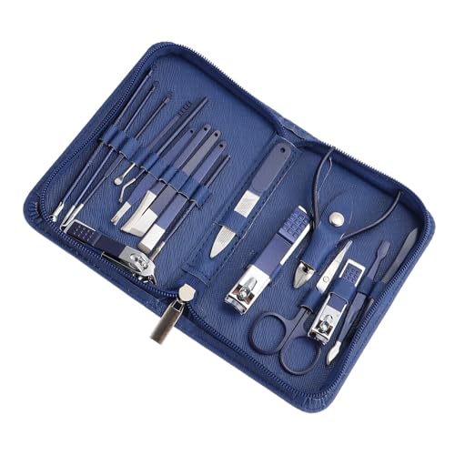 Mobestech Kit de Manicura Profesional de Acero Inoxidable 18 Piezas Set Multifuncional para Cuidado de Uñas y Pedicura Portátil Limpiador de Uñas Pinzas para Cejas y Lima Adecuado para