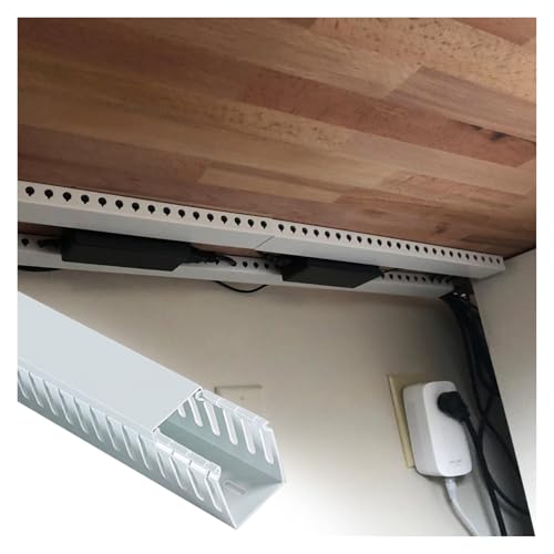 Set de 6 organizadores de cables de 3 pies de largo para debajo del escritorio, canal adhesivo para ocultar y proteger cables Ethernet, color blanco, 1 pulgada (25 mm) de alto y ancho
