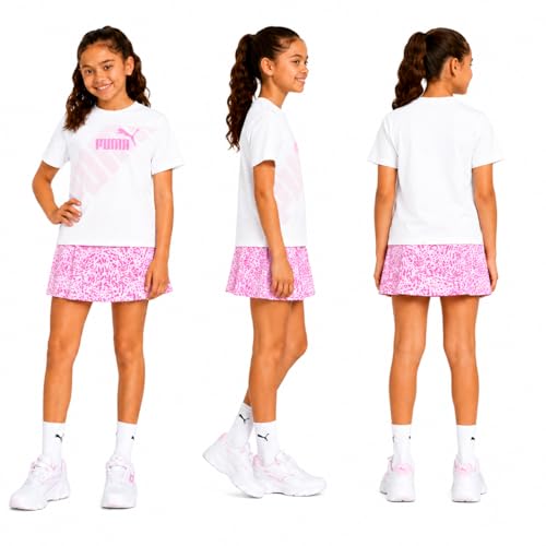 Image of PUMA Girls Athletic Skort Set - 2 Piece Workout Set Active Skirt with Shorts & Short Sleeve T-Shirt Girls Athletic Outfit
