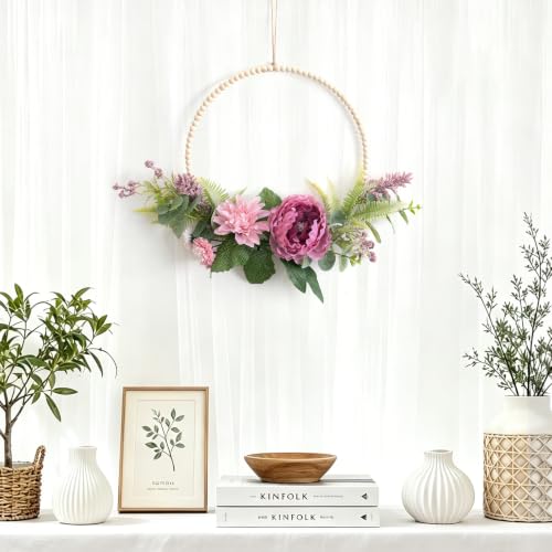 Couronne de pivoine artificielle haut de gamme Weldomcor rose - 6