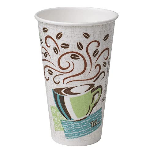 Georgia-Pacific 5356DX Dixie PerfecTouch 16 oz. Insulated Paper Hot Coffee Cup by PRO , Coffee Haze, 500 Count (25 Cups Per Sleeve, 20 Sleeves Per Case), Coffee Haze Design, White/ multicolor