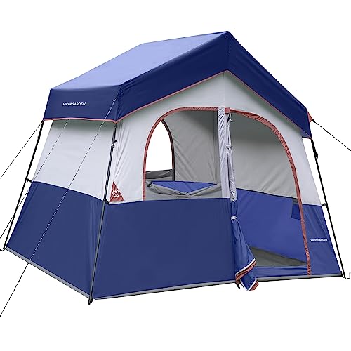 Hikergarden 6 Person Camping Tent - Portable Easy Set Up Family Tent For Camp, Windproof Fabric Cabin Tent Outdoor For Hiking, Backpacking, Traveling (Blue) #TOP16